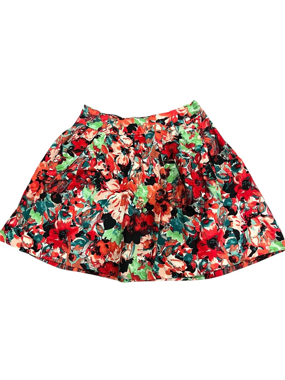 Jack by BB Dakota Floral Circle Skirt in Red, Green & Black